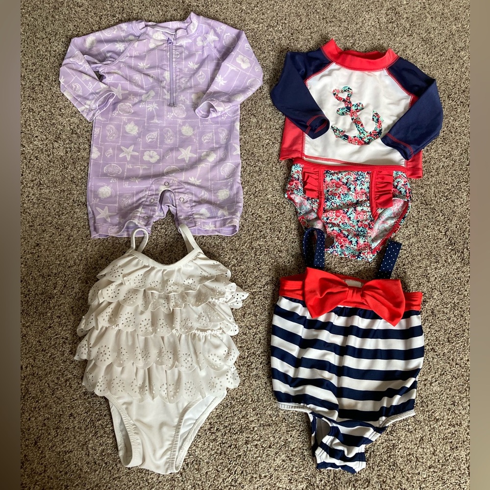 Lot of 4 Baby Girl 6-9 Months Swimsuits